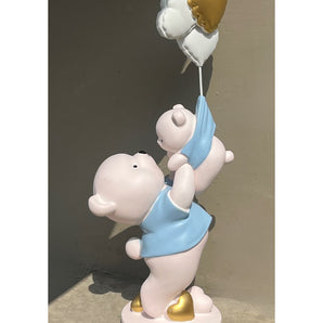 Adorable Bear Family with Heart Balloons | Teddy Mom and Child - getTohfa.