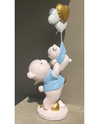 Adorable Bear Family with Heart Balloons | Teddy Mom and Child - getTohfa.