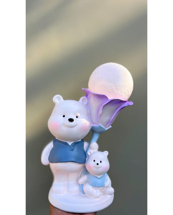 Bear Family with Moon and Flower Lamp | Teddy Mom Moon Lamp - getTohfa.