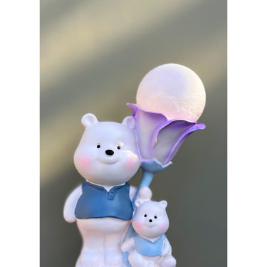 Bear Family with Moon and Flower Lamp | Teddy Mom Moon Lamp - getTohfa.