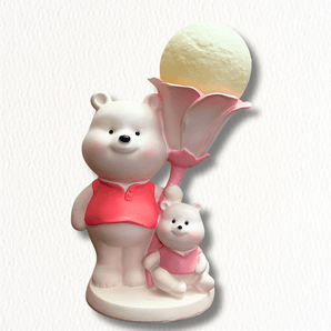 Bear Family with Moon and Flower Lamp | Teddy Mom Moon Lamp - getTohfa.