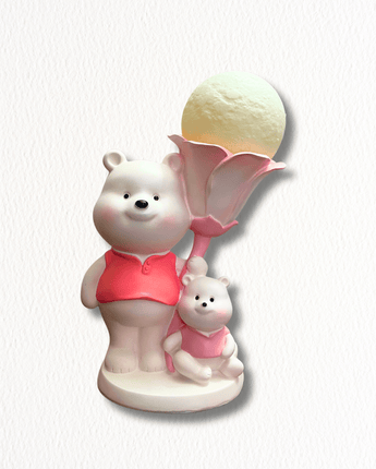Bear Family with Moon and Flower Lamp | Teddy Mom Moon Lamp - getTohfa.