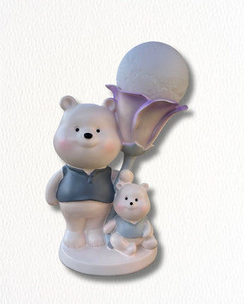 Bear Family with Moon and Flower Lamp | Teddy Mom Moon Lamp - getTohfa.