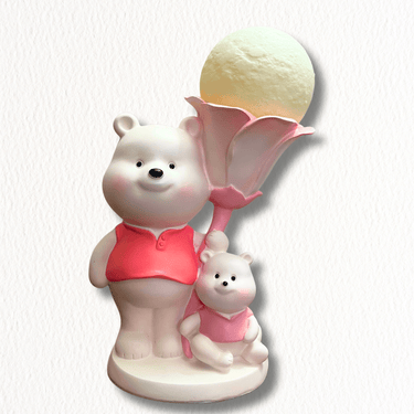 Bear Family with Moon and Flower Lamp | Teddy Mom Moon Lamp - getTohfa.