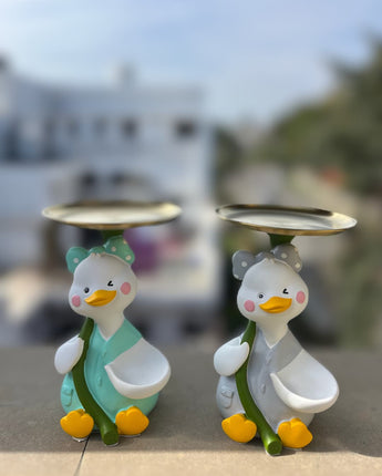 Cute Duckling Tray Holder| Cute Duck Golden Platter - getTohfa.