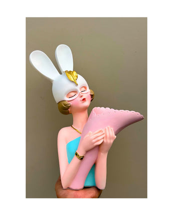 Elegant Bunny Lady with Horn Vase | Lady with Vase - getTohfa.