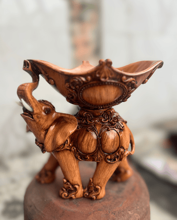 Elegant Wooden Elephant Platter - getTohfa.