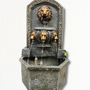 Lion Head Wall Fountain with Triple Spouts | 4 Lion Head Water Fountain - getTohfa.
