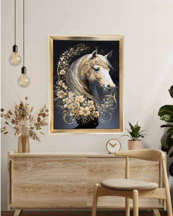 Luxury Golden Horse 3D Crystal Wall Art – Framed Elegance - getTohfa.