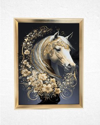 Luxury Golden Horse 3D Crystal Wall Art – Framed Elegance - getTohfa.