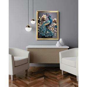 Majestic Peacock – 3D Crystal Art Print with Gold Frame - getTohfa.