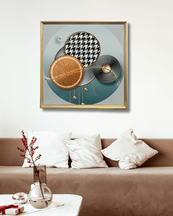 Modern Abstract Geometric Wall Art with 3D Crystals - getTohfa.