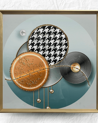 Modern Abstract Geometric Wall Art with 3D Crystals - getTohfa.