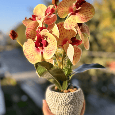 Eternal Bloom Orchid Artificial Planter with Heavy Ceramic Base