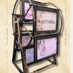 Revolving Ferris Wheel Photo Frame – 6 Slot Vintage Tabletop Picture Holder | Perfect Gift for Mother’s Day & Home Decor - getTohfa.