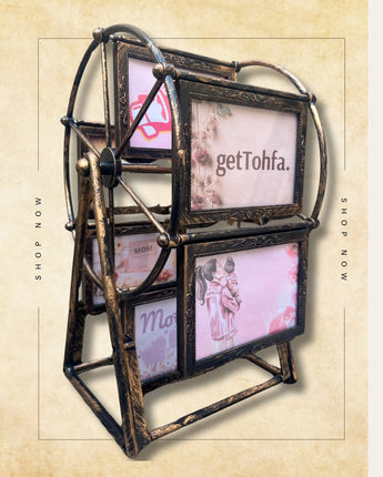 Revolving Ferris Wheel Photo Frame – 6 Slot Vintage Tabletop Picture Holder | Perfect Gift for Mother’s Day & Home Decor - getTohfa.