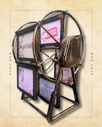 Revolving Ferris Wheel Photo Frame – 6 Slot Vintage Tabletop Picture Holder | Perfect Gift for Mother’s Day & Home Decor - getTohfa.