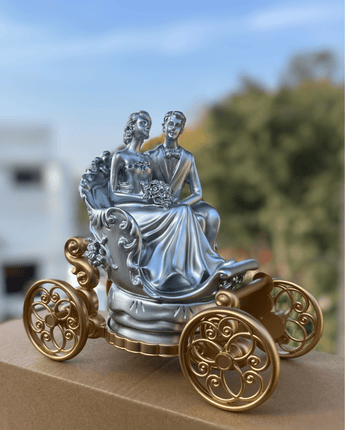Silver Wedding Couple Figurine with Carriage - getTohfa.